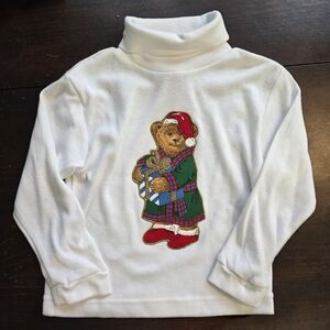 Essentials White Long Sleeve Turtleneck with Festive Bear